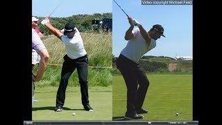 Jon Rahm golf swing  Long Iron faceon amp downtheline July 2017 [upl. by Attey655]