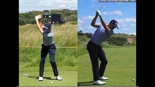 Justin Thomas golf swing  Long Iron faceon amp downtheline July 2017 [upl. by Horwitz]