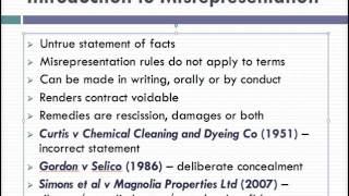 Misrepresentation Lecture 1 of 4 [upl. by Rahr967]